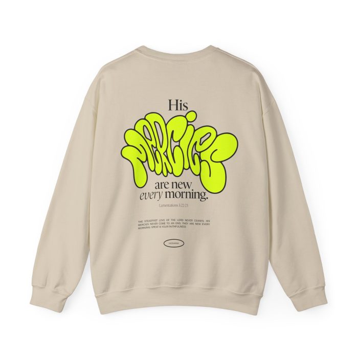 His Mercies Are New Every Morning - Hosanna Christian Crewneck Sweatshirt - Image 2